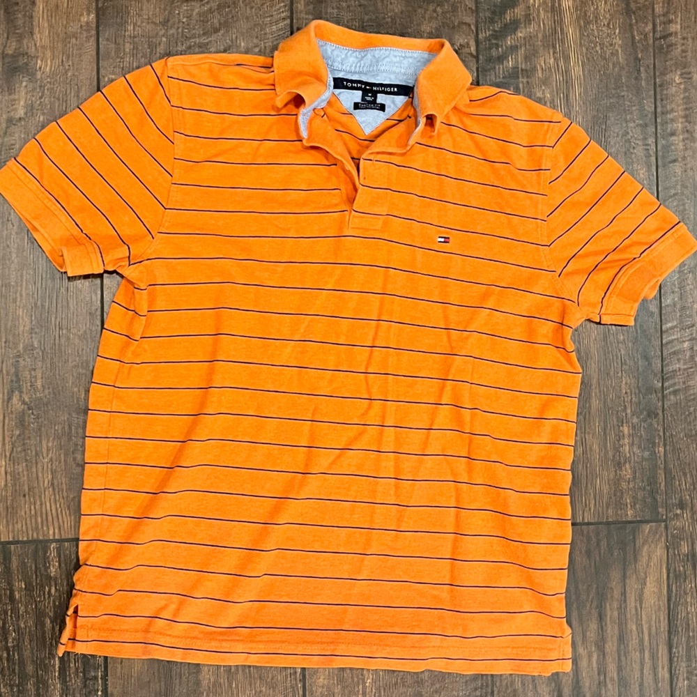 Tommy Hilfiger Orange/Blue Striped Polo